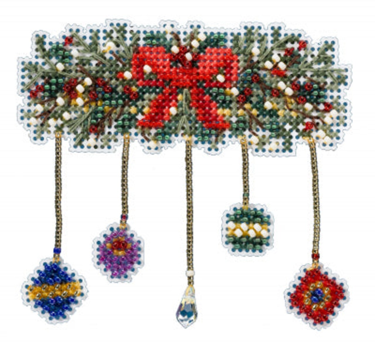 DIY Mill Hill Christmas Garland Bead Counted Cross Stitch Magnet Ornament Kit